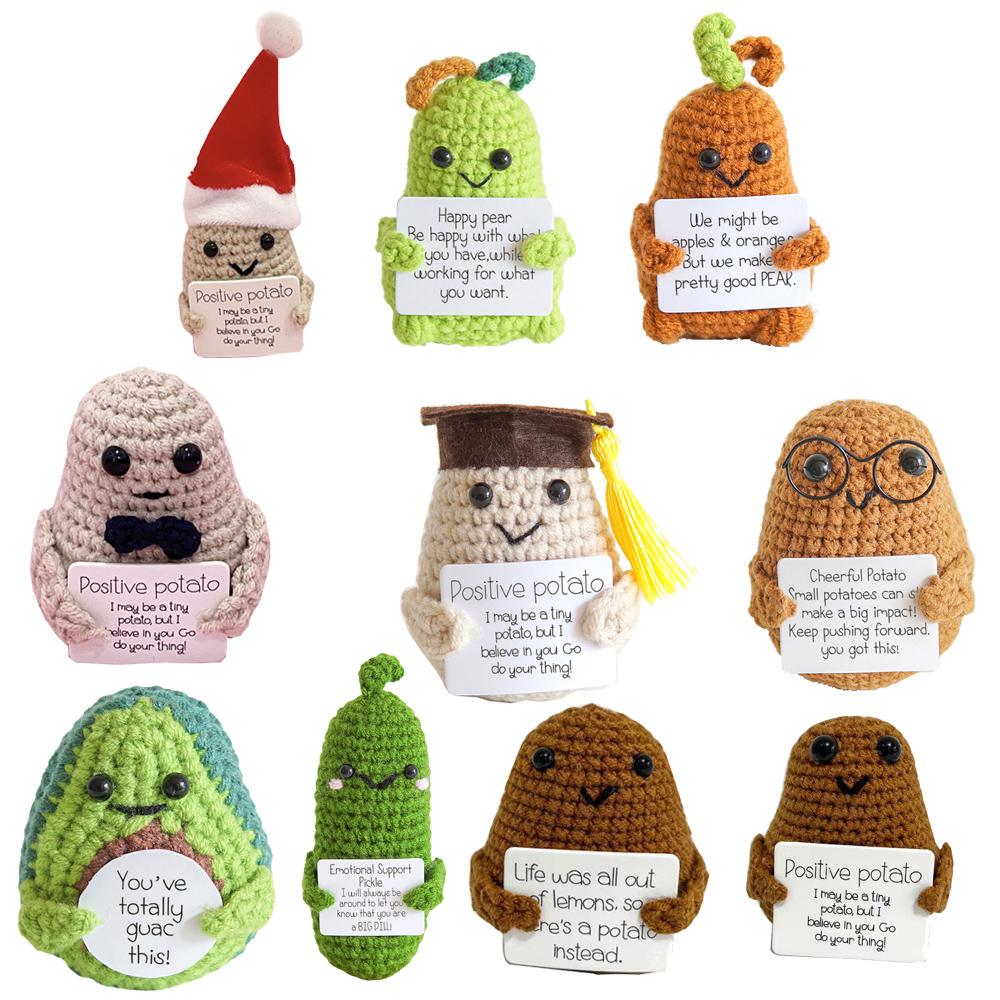 10PCS Positive Cute Potatoes Home Room Decor Mini Handmade Plush Ornament Knitting Wool Yarn Doll Birthday Gifts Room Decoration