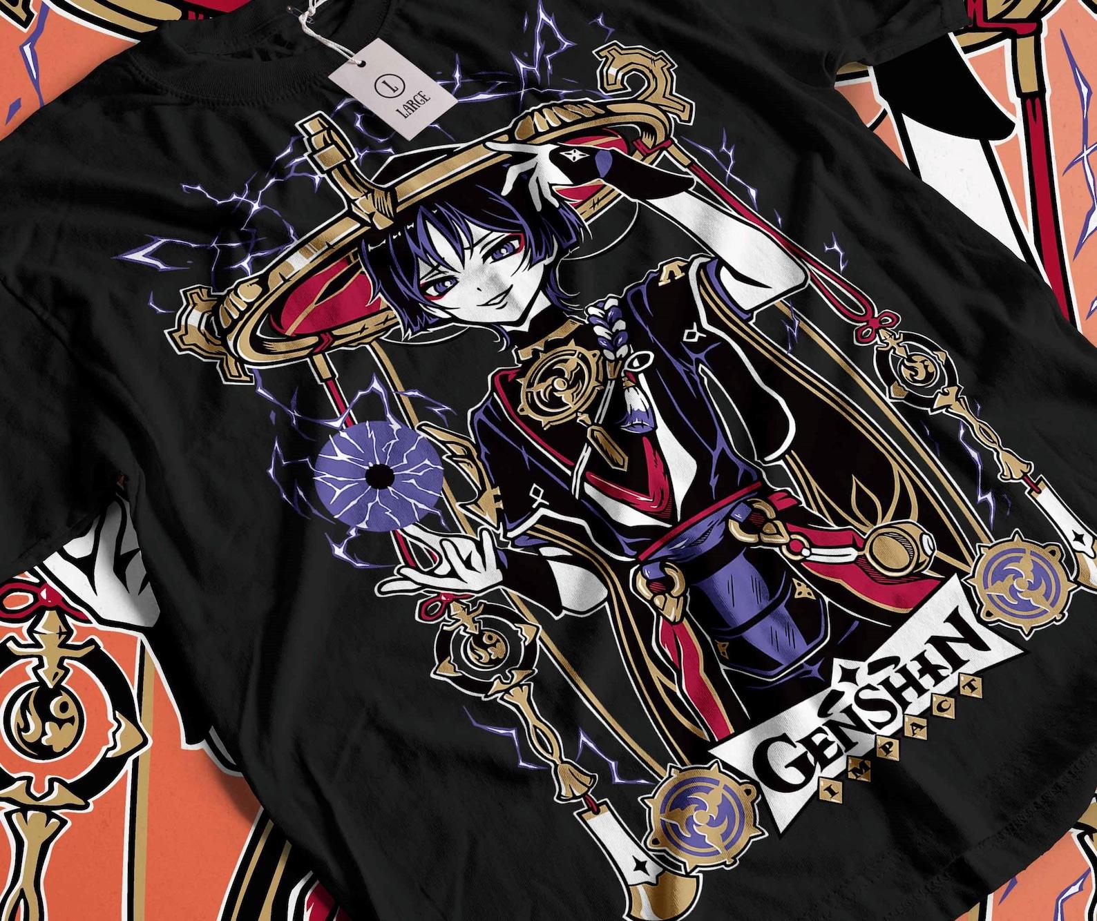 Genshin Impact Unisex T-Shirt - Scaramouche / Wanderer / Kunikuzushi, Japanese Anime Genshin Impact, Gaming T-Shirt, Anime Waifu Shirt M