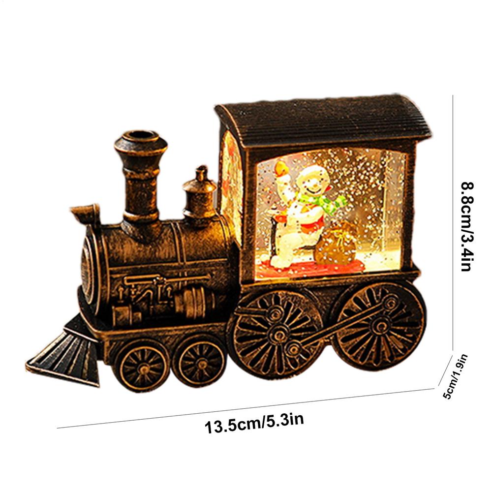 Christmas Snow Globes Lantern Retro Christmas Lanterns LED Glittering Ornaments Small Train Figurines Santa Claus Snowman