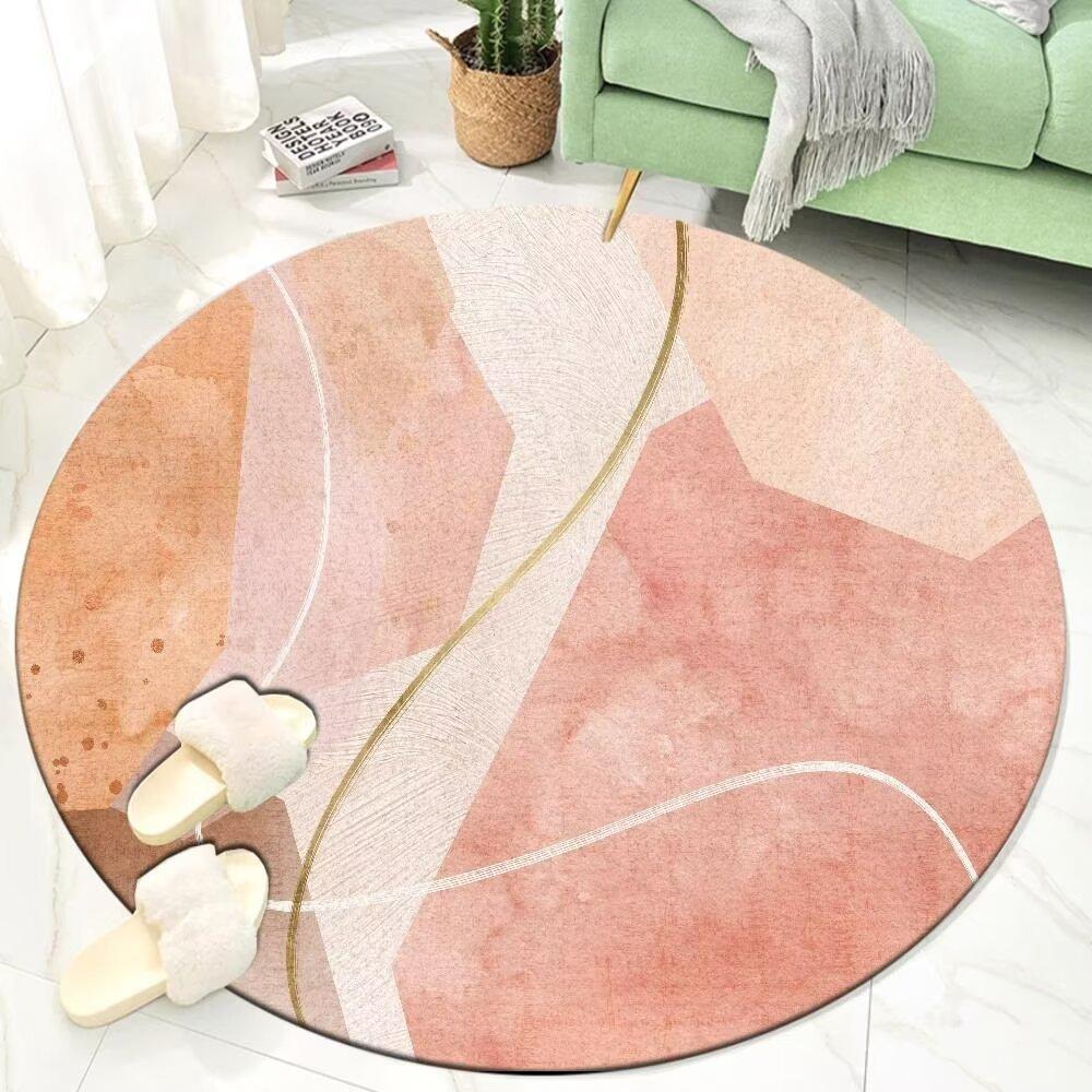 Ins Moderní Styl Roztomilá Dekorace Pokoje Kulatý Koberec Velké Koberce do Obývacího Pokoje Lehký Luxus Domov Pohovkový Koberec Protiskluzová Podložka pod Židli k Toaletnímu Stolku