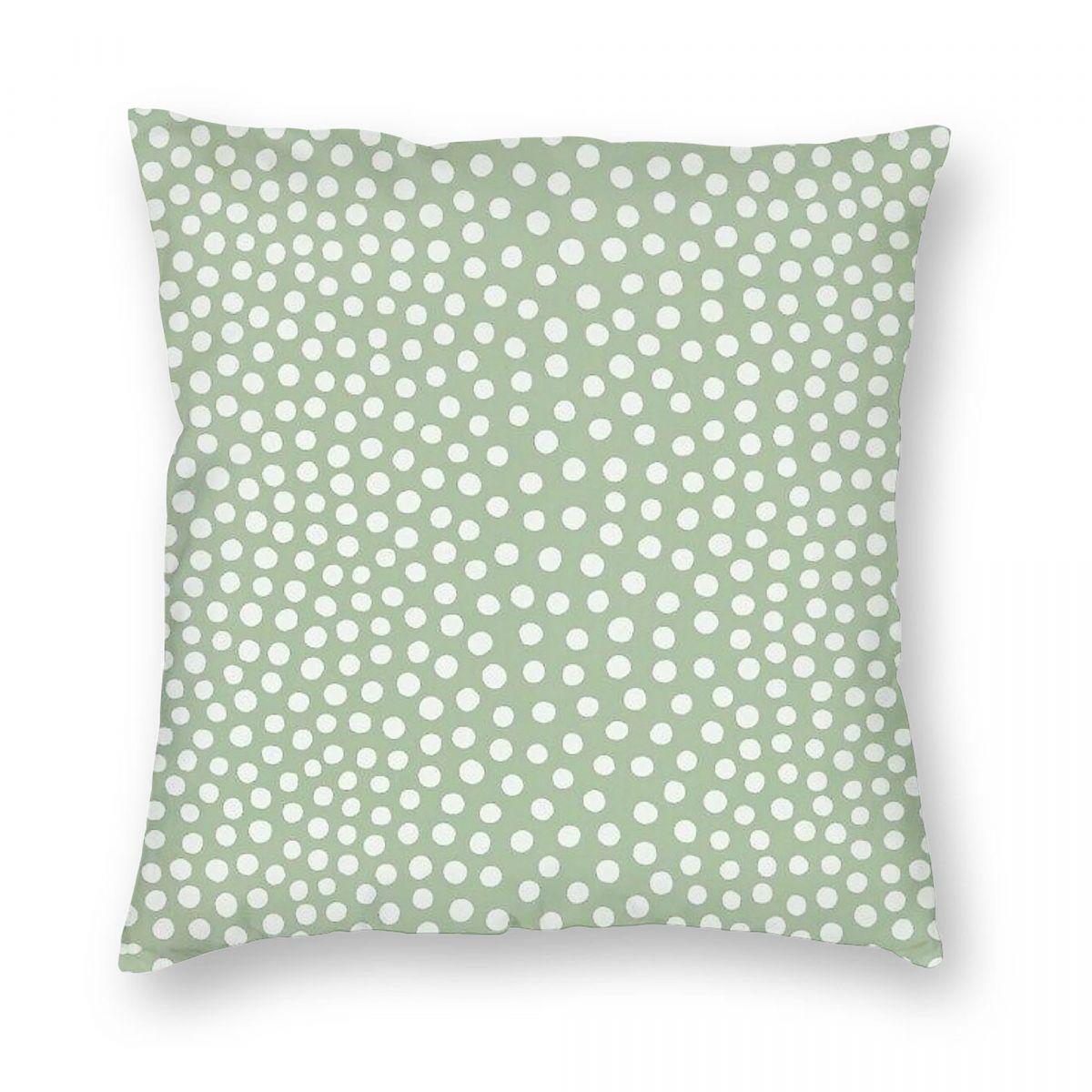 Sage Green Polka Dots Square Pillowcase Polyester Linen Velvet Pattern Zip Decorative Pillow Case Sofa Seater Cushion Cover 30x30cm