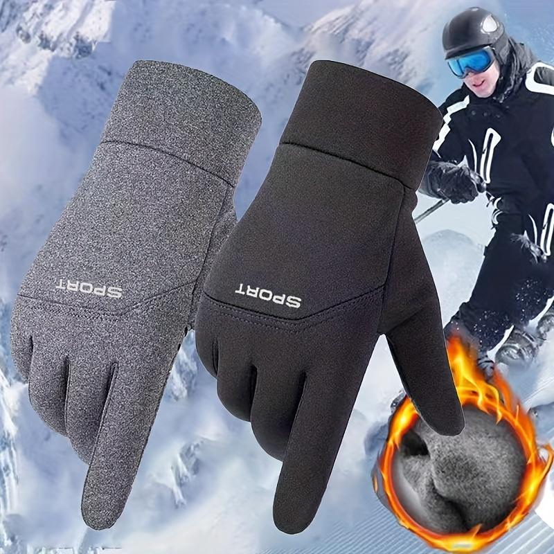 Men'S Winter Cycling Gloves Non-Slip Grip, Thick Polyester, Full Finger Design for Skiing, Running & Outdoor Sports