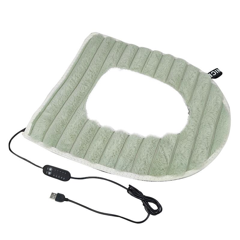 Housse de siège de toilette chauffante USB Universelle Douce Tapis de toilette Ménager Lavable Tapis de toilette Coussinets de siège de salle de bain Accessoires