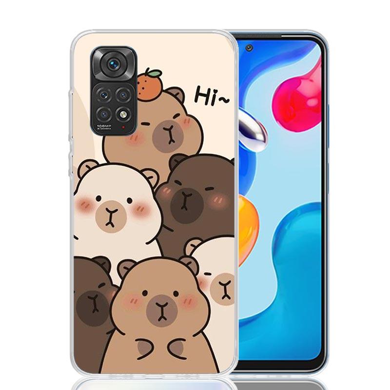 Funny Capybara Cartoon Animal Phone Case For Xiaomi Redmi Note 13 14 15 Pro Plus 12S 12 14S 11S 11E 10 10S 11 11T 5G 4G Cover Co