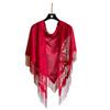 Solid Color Velvet Triangle Scarf Lace Hollow Out Fringe Shawl Breathable Fashion Wrap Cover‑Up Women