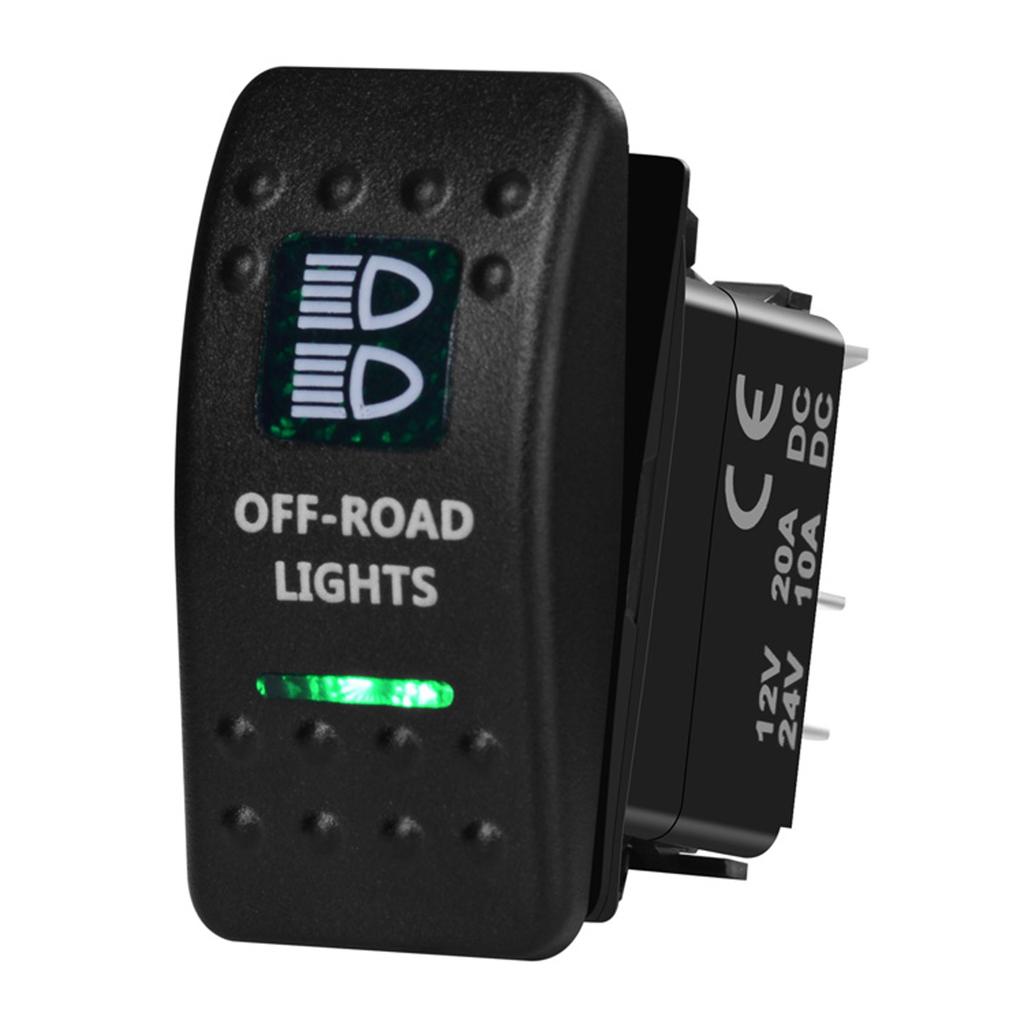 12V/24V Marine Rocker Switch Green LED SPST ON-OFF DPDT ON-OFF-ON Momentary Toggle for 4x4 Off-Road RZR ATV ARB Carling Style