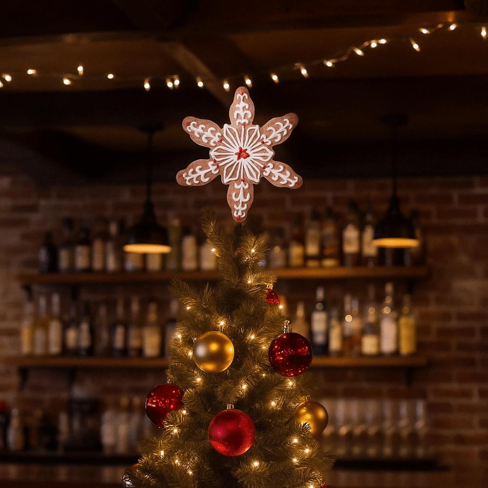 11.5CM Christmas Gingerbread Tree Topper Exquisite Sturdy Christmas Snowflake Treetop Ornament New Year Christmas Tree Topper