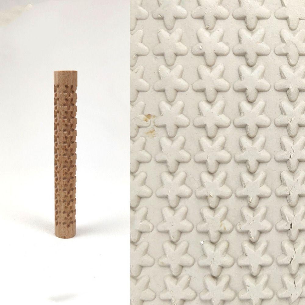 3D Pattern Pottery Art Clay Roller DIY Embossed Rolling Pin  Kitchen Utensils