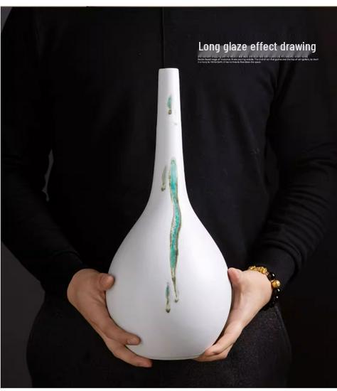 Zen Dried Flowers Vase Ornament for Dining Table, Entrance Hall, Living Room, or TV Cabinet