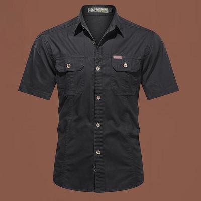 Men's Outdoor Iron-Free Short Sleeve Cotton Work Shirt