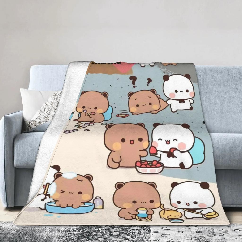 Cute Bubu Dudu Plush Throw Blanket Super Warm Flannel Bedspread for Kids and Adults Living Room or Bed Cover