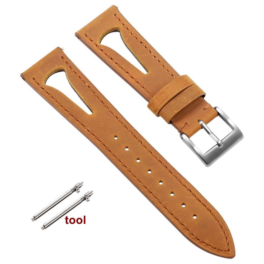 Breathable Genuine Leather Watch Band for Omega Business Crazy Horse Calfskin Strap Sport Bracelet Watchband 20mm 21mm 22mm 24mm