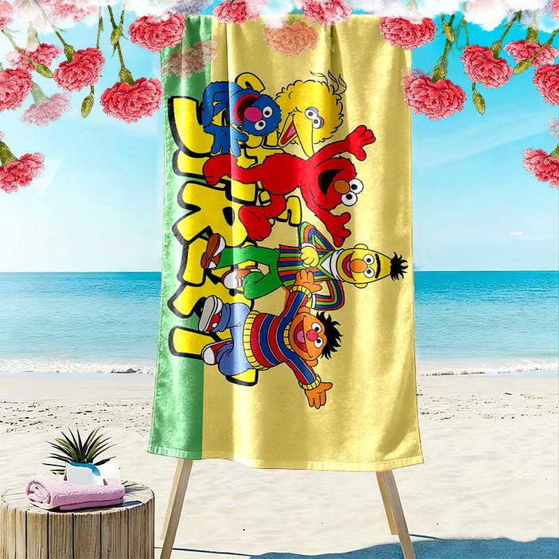 Sesame Street2 Print Beach Towel, Large Soft Quick Dry Towel for Beach Camping Swimming