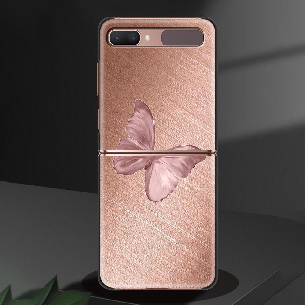 Gold Pink Rose Glitter Hearts Luxury Black Hard Case For Samsung Z Flip Z Flip3 Phone Case For Galaxy Z Flip 5G Foldable Cover
