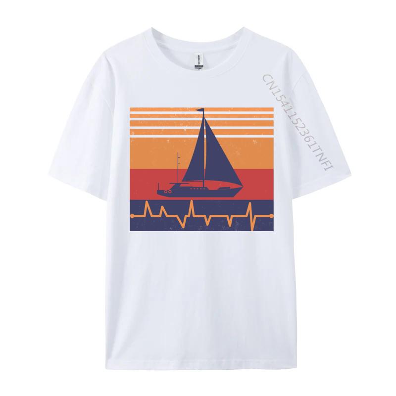 Sail Boat Heartbeat Tshirts Sailing Boating Sailing Boat TShirt Latest Tops Shirt Europe Size Tops Shirt S