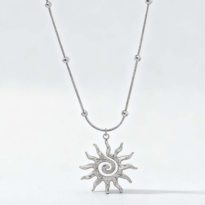 

1pc Bohemian Style Stainless Steel Gold Color Sun Pendant Necklace