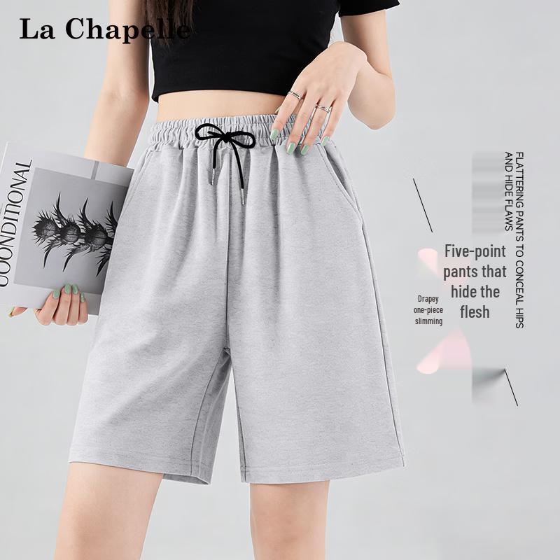 La Chapelle Women s High-Waisted Cotton Casual Wide-Leg Shorts 2XL