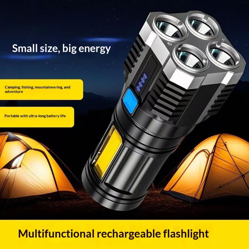 Rechargeable Led Flashlight Super Bright Mini Work Light 3 Modes Waterproof Portable Cob Tactical Torch Zoomable Camping Lantern