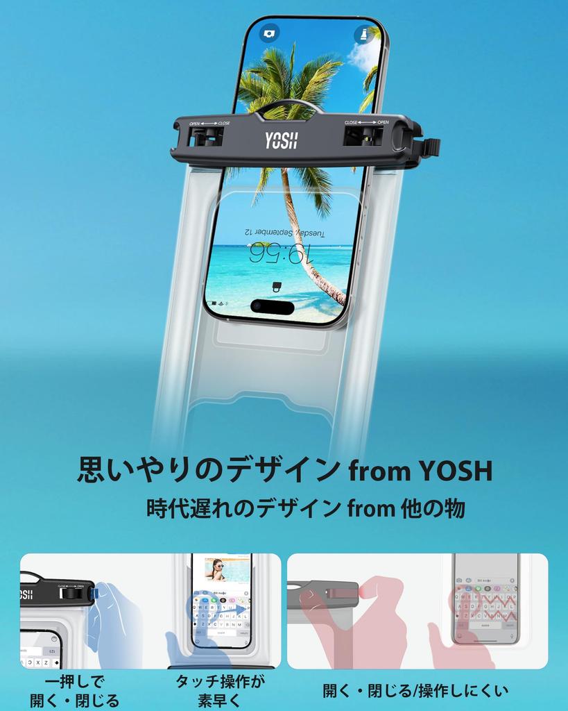 YOSH Waterproof Smartphone Cases with Large Waterproof Phone Case with Card Air IPX8 Underwater Touch Suitable for the and Hot Compatible with iPhone