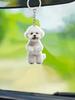 Cute white puppy keychain, perfect gift for pet lovers, personalized dog keychain - lightweight and durable backpack decoration