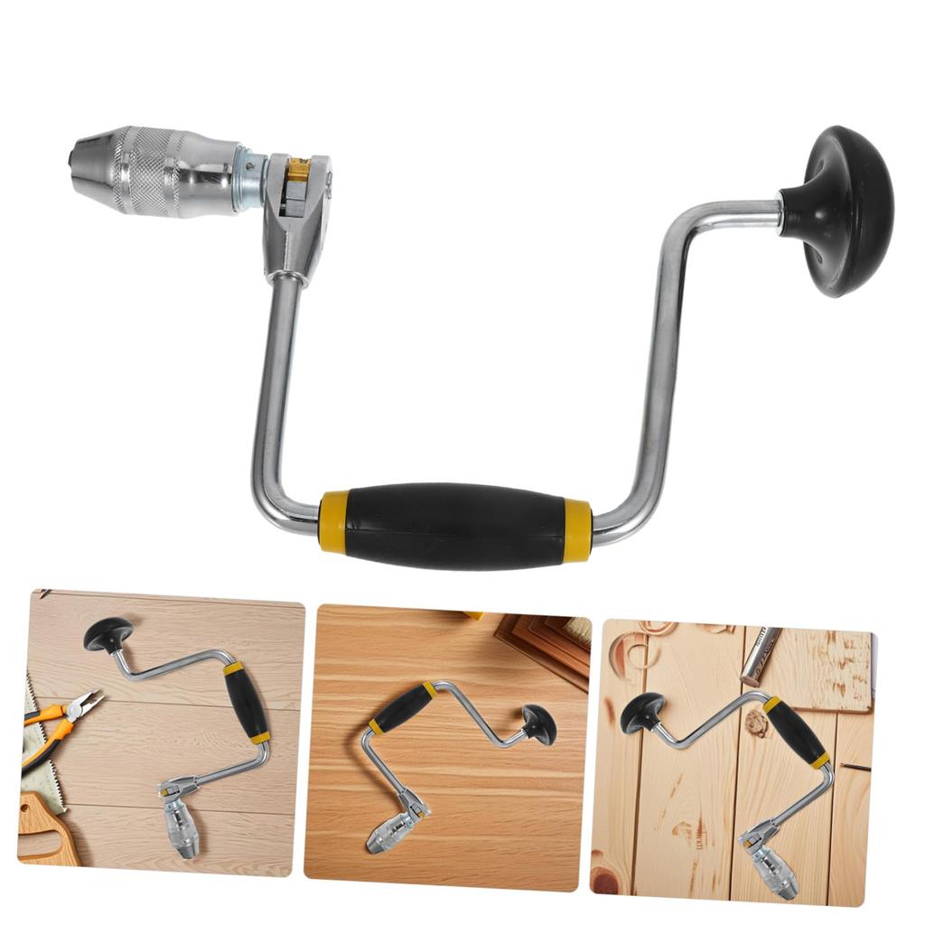 Hand Crank Drill with Comfortable Nonslip Handle Easy To Use Hand Punch Portable Tool for Wood Metal & Fiberglass