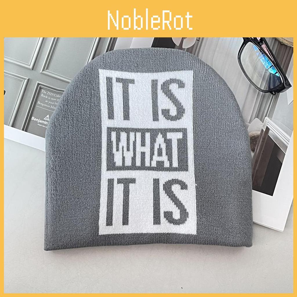 Knit Winter Autumn Cap Warmth Beanie Hat With Letter Design For Outdoor Casual