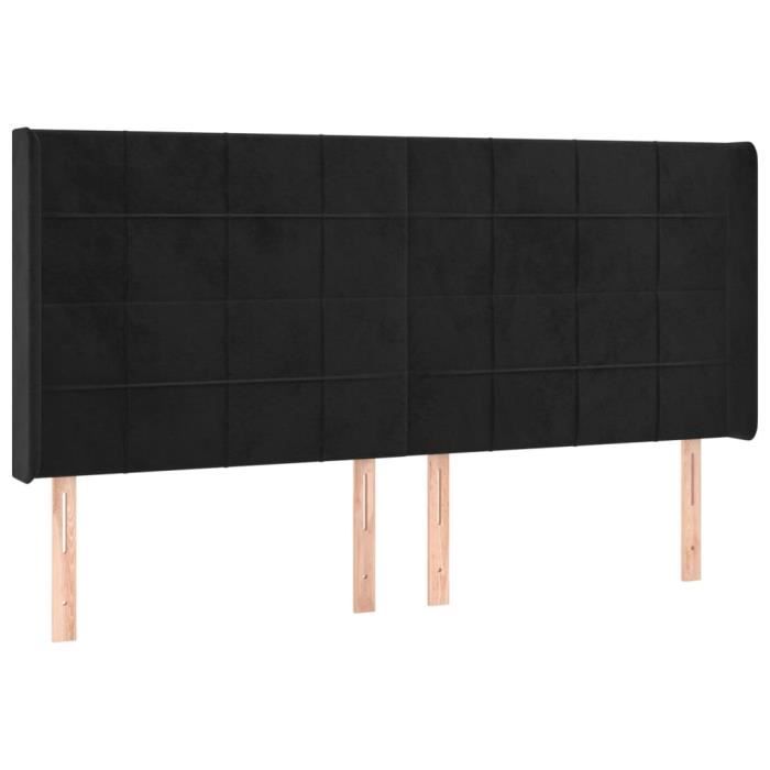 VidaXL Tête de lit avec oreilles Noir 183x16x118-128 cm Velours3119642