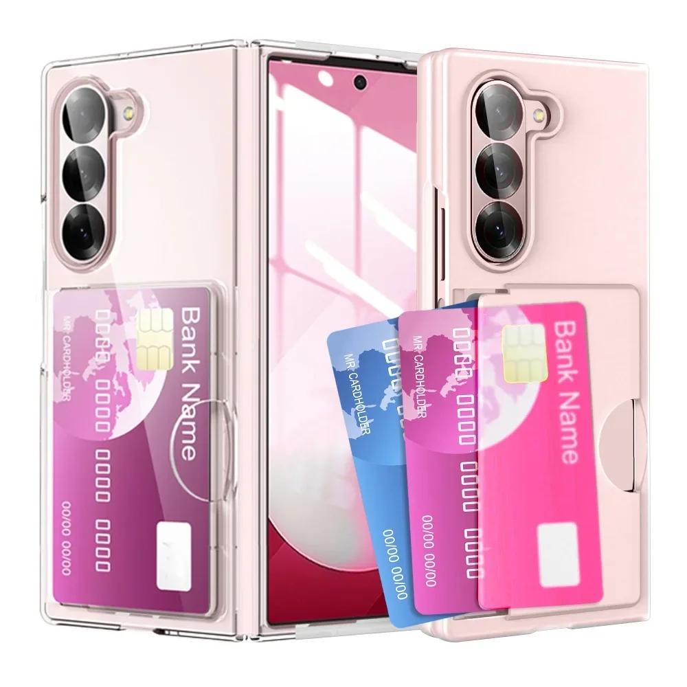 Wallet Card Holder Phone Case for Samsung Galaxy Z Fold 6 Fold6 ZFold6 5G Shockproof Hard PC Shell Protective Cover