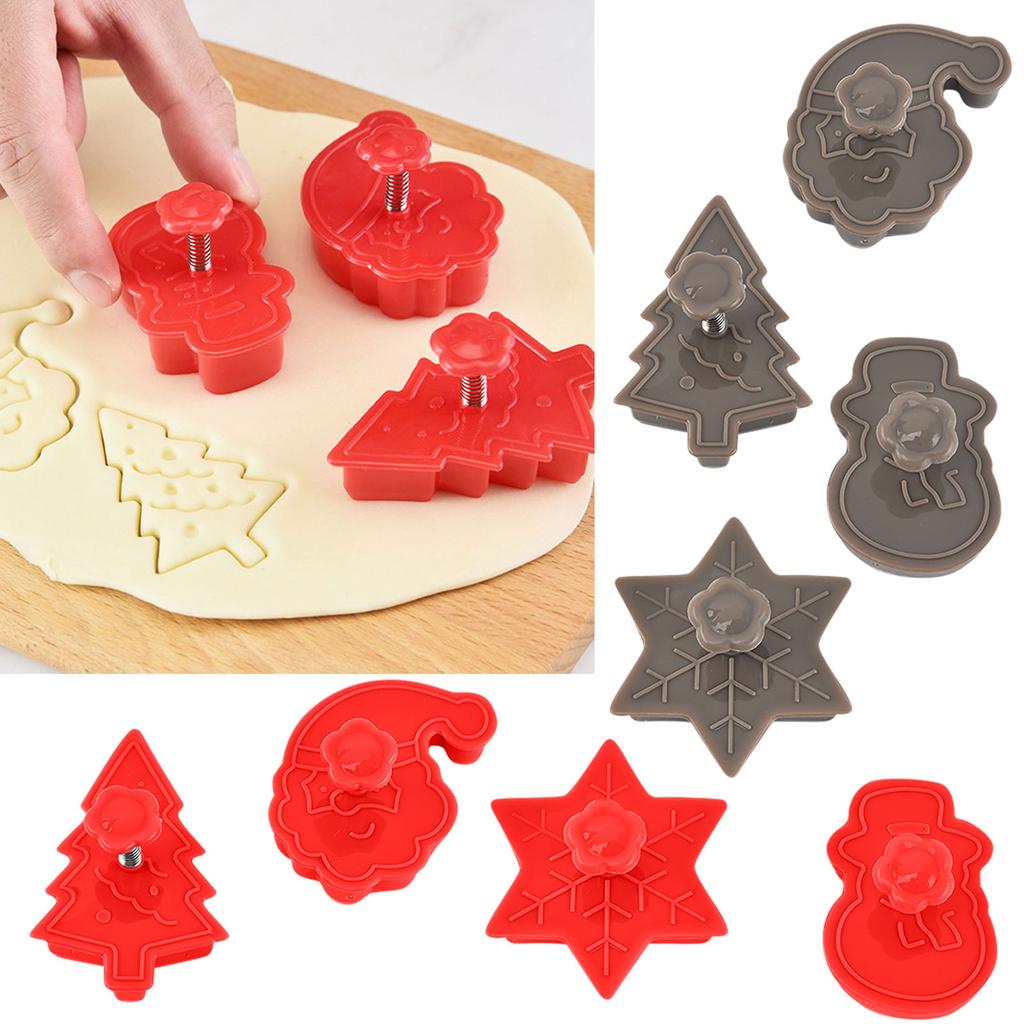 Christmas Santa Cookie Cutter Embossing  Plastic Spring Die Biscuits Cutter 4Pcs Set
