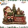 Rustic Wood Christmas Decor 2D Flat Wooden Tabletop Sign, Reading Gnome Nutcracker Snowman Santa Claus Holiday Ornaments Gingerbread Man Figurine,