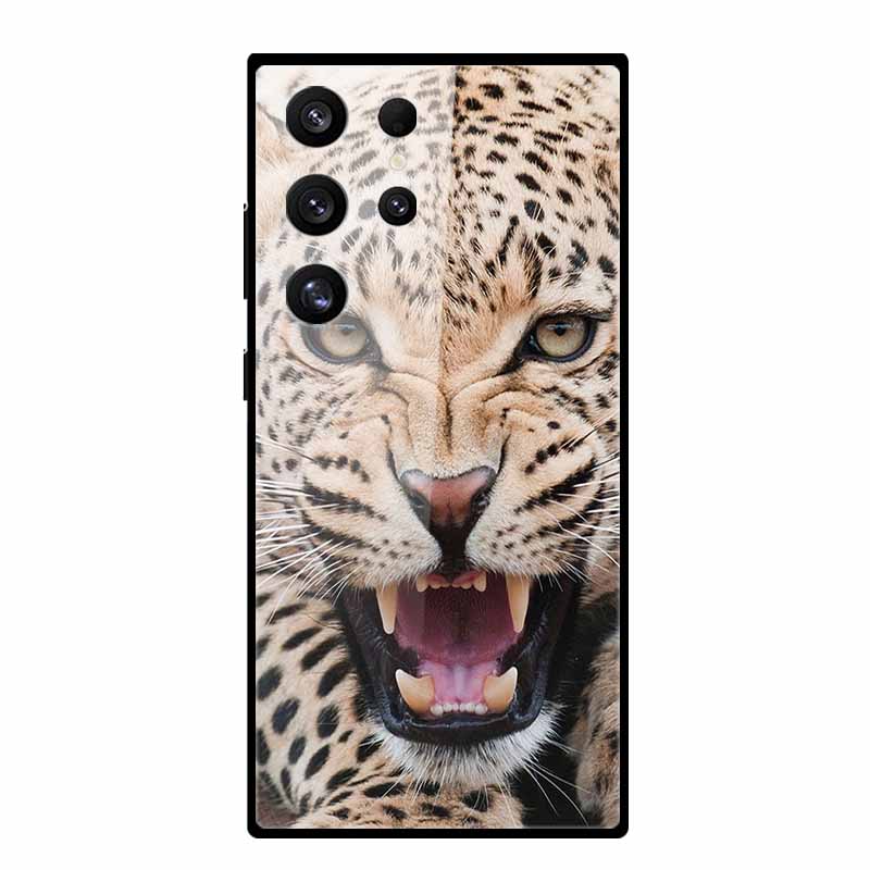 For Samsung S25 S 25 Ultra Hard Tempered Glass Case Capa Coque Bumper For Samsung Galaxy S 24 S24+ FE Wolf Phone Back Cover
