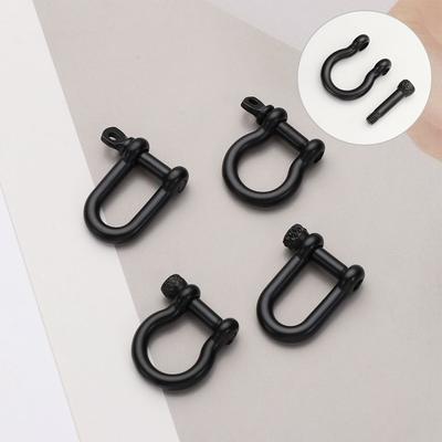 4 Styles Shackle Fob Screw Joint Connector Keychain Hook Key Ring D Bow Staples Solid Carabiner
