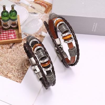 Handbesetztes mehrschichtiges Lederarmband, europäischer und amerikanischer und beliebter Herrenarmbandschmuck