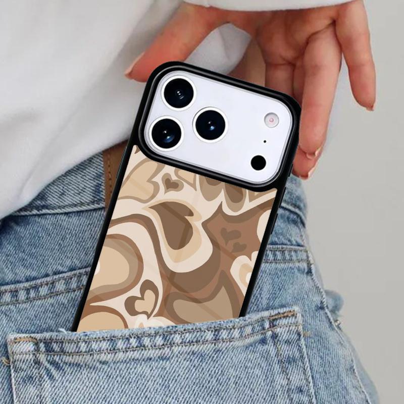 Latte Love Braunes Herz Ästhetische Handyhülle für iPhone 17ProMax 12 13 14 15 16e 17 Pro Max Plus Air Cover