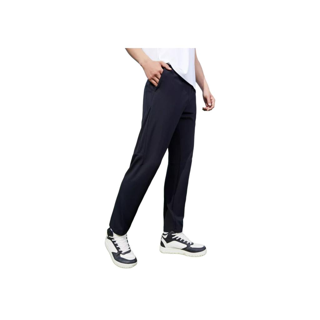 Anta Solid Color Side Letter Patch Elastic Waist Straight Leg Sweatpants Men Bottoms Black 152227312-2