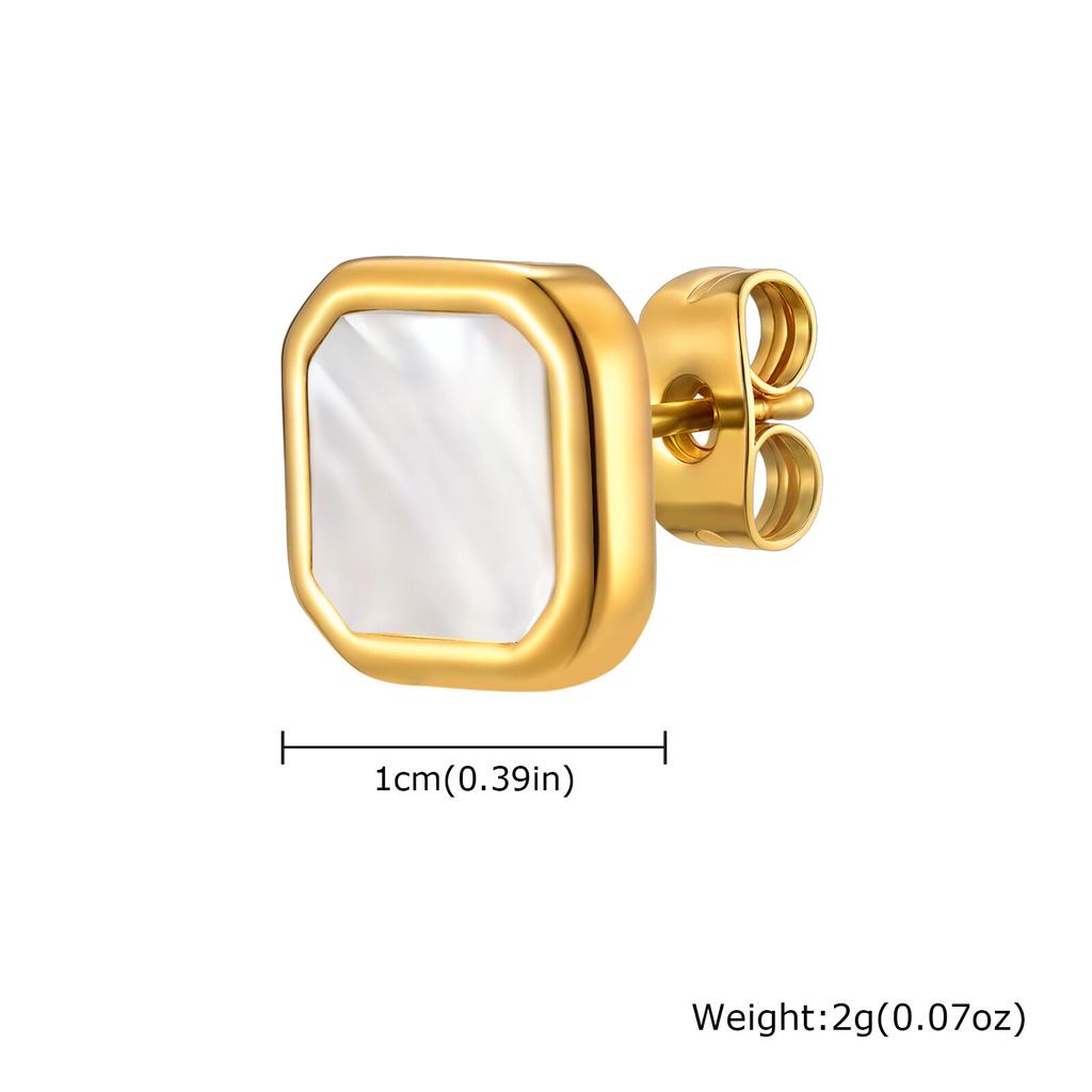 Trendy Natuursteen Oorbellen voor Mannen Jongens, Roestvrij Staal Anti-allergie Vierkante Stud Oorbellen, Unisex Piercing Sieraden Cadeau