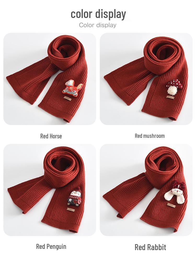 Roter Kinder-Strickschal - Niedlicher, Warmer, Winddichter, Hautfreundlicher Nackenschal