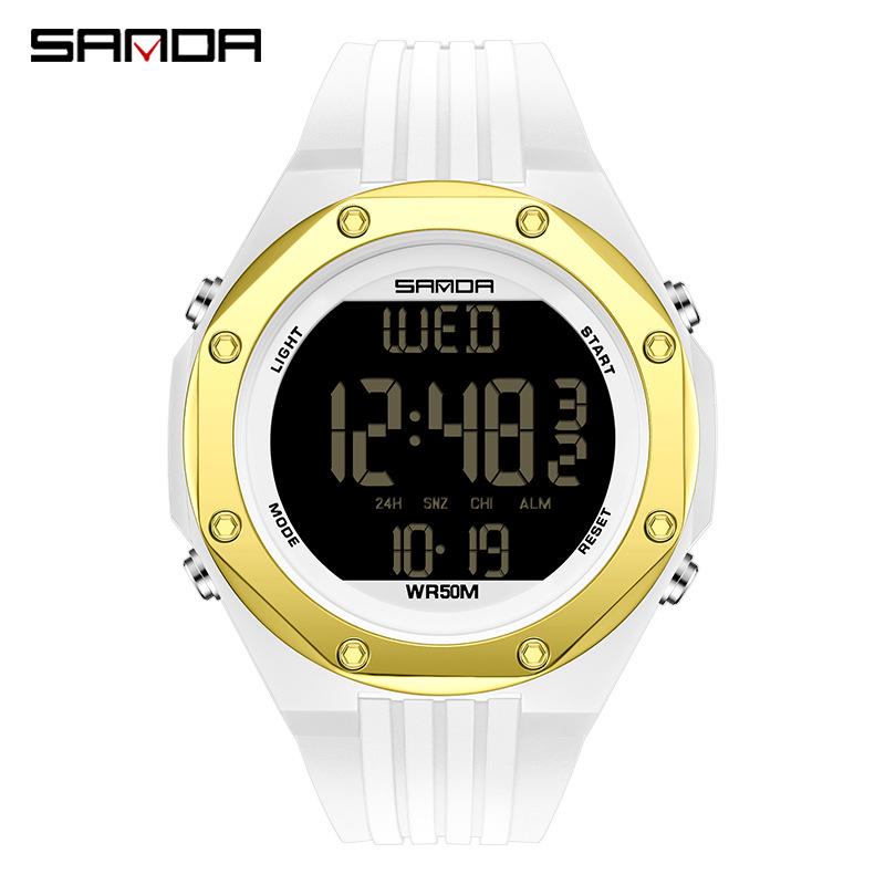 Sanda Men's Waterproof Digital Sports Watch with Backlight and Multifunctional Features