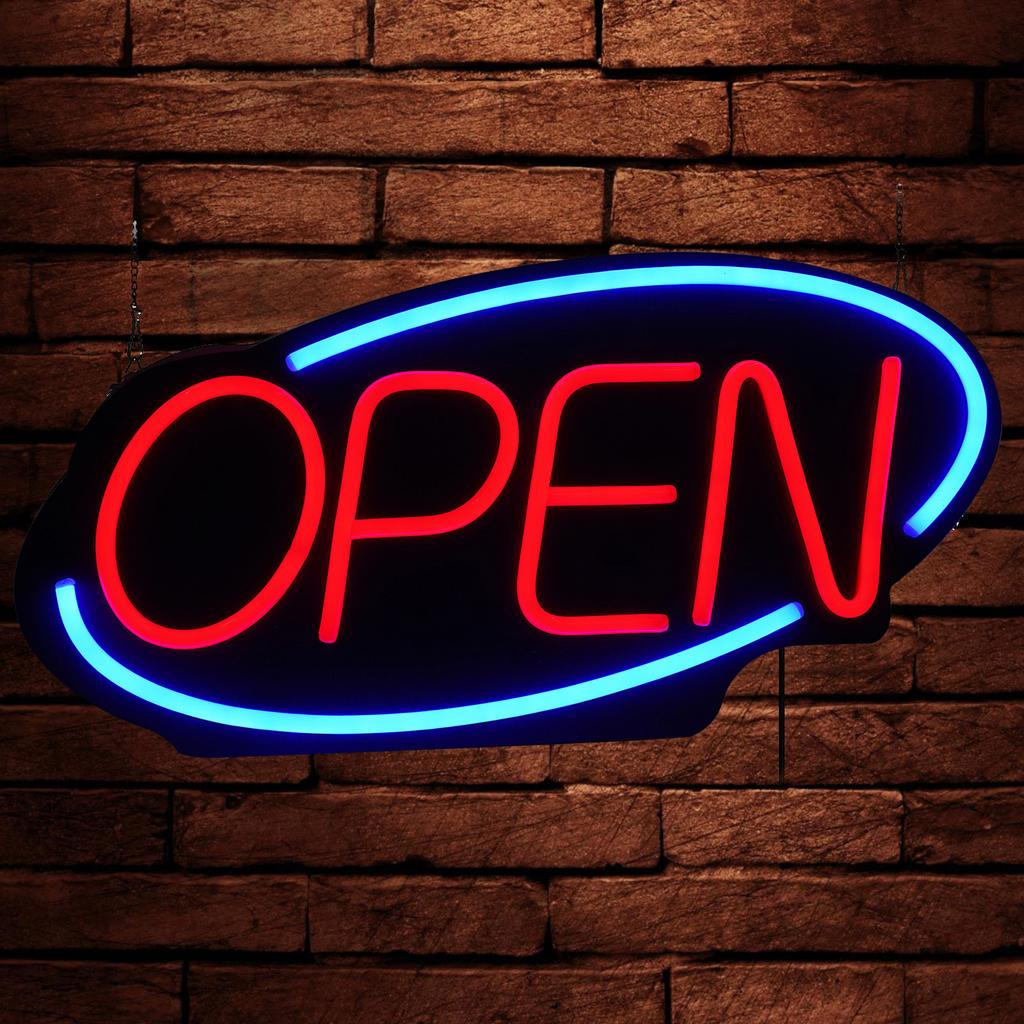60x30cm Wall Sign "Open" Wall-Mounted Bar Light Sign, Modern Neon Sign,30W Adjustable Brightness 10-100%, Dimmable LED Open Sign