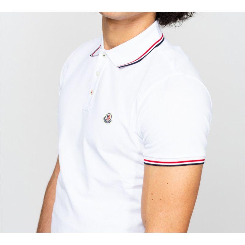 Moncler FW20 Logo Knit Striped Polo Shirt Men tops White G10918A7030084556001