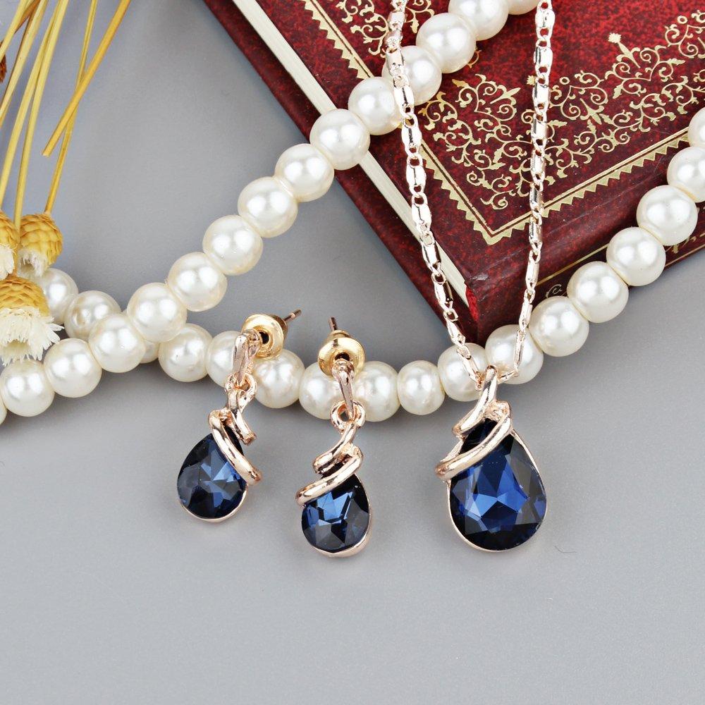 Light Crystal Rhinestone Necklace and Earrings Set , Geometric Design , Fashionable Commuting Style for Women