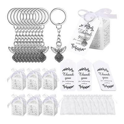 30 Stück/24 Stück Engel Schlüsselanhänger Anhänger Gastgeschenk-Box Schlüsselanhänger Taufe Geschenk Schlüsselanhänger mit Dankeschön Kraft Anhänger Tasche für Kinder