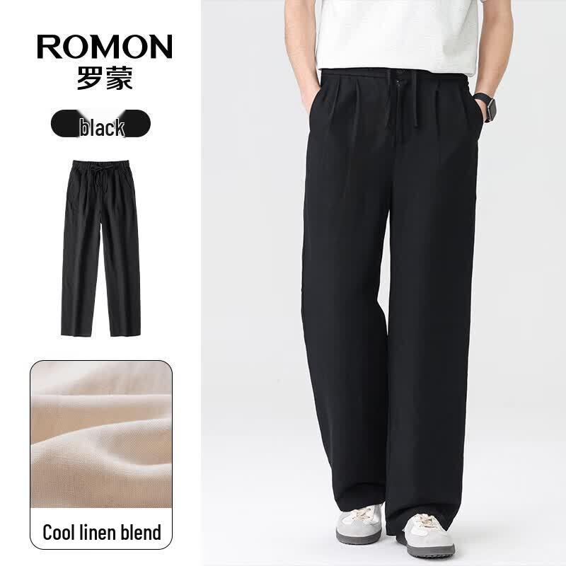 ROMON Men s Vintage Old Money Style Linen Blend Casual Pants L