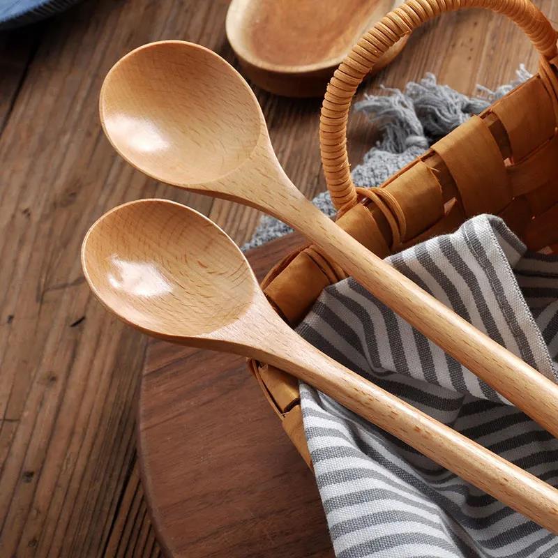 Long-Handled Wooden Spoon for Cooking Mixing Korean Miso Soup Sauce Honey - Ergonomic Kitchen Utensil4