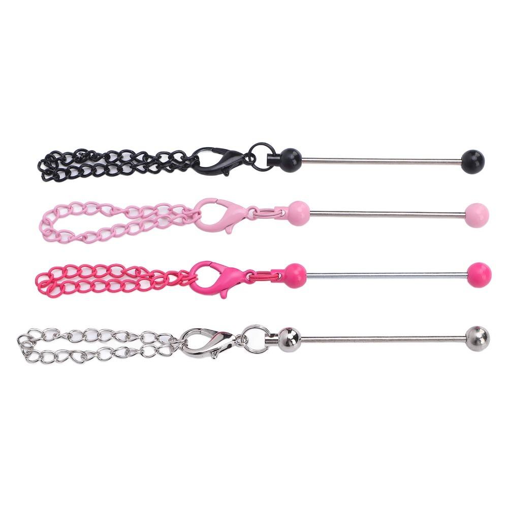 4pcs Metal Beadable Keychain Bar Colorful Beadable Keychain Strip  Jewelry Making
