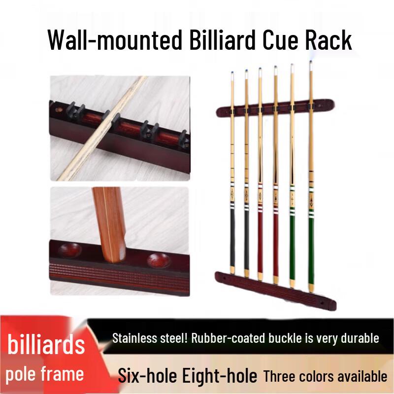 Solid Wood Wall-mounted 6-Cue Billiard Rack