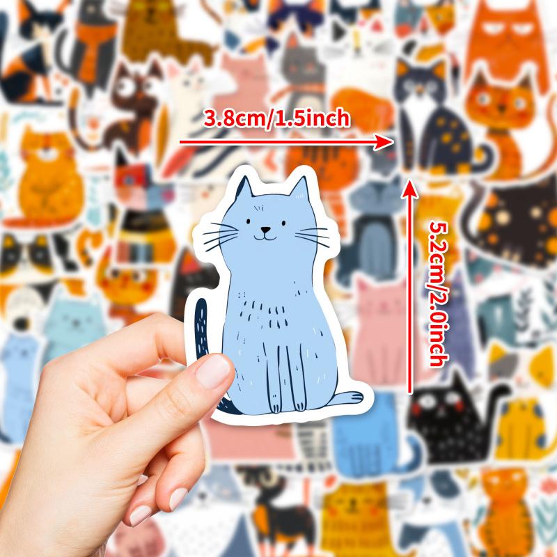 50PCS Cartoon Cat Waterproof Stickers DIY Refrigerator Notebook Computer Water Cup Luggage Decoration Creative Cat Art Stickers