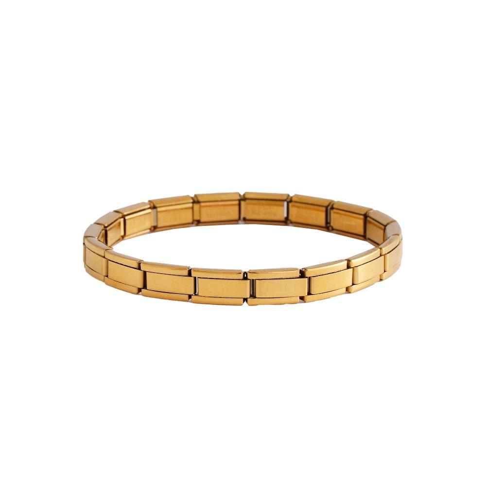 Stretchable Italian Chain Link Bracelet 7mm Popular Modular Stainless Steel Bracelet Square HipHop Elastic Hand Chain Jewelry