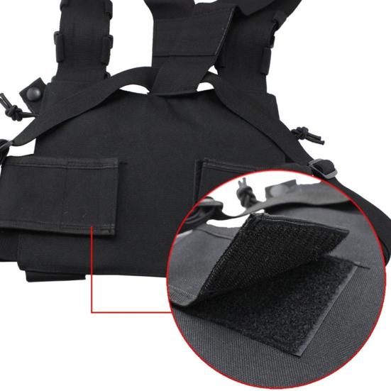 Universal Two Way Radio Chest Bag Hands-Free Walkie-Talkie Holder Adjustable Water Resistant Front Vest Bag