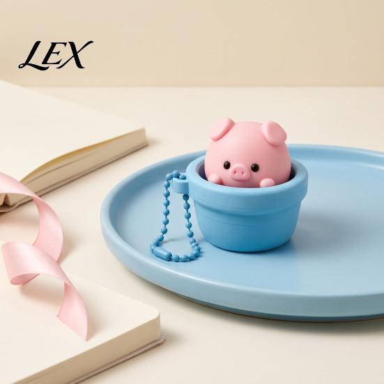 Handheld Sensory Gadget Potted Pig Clicker Toy with Bead Chain, Clicky Button Fidget Pendant for Stress Relief, Finger Backpacks School Bags